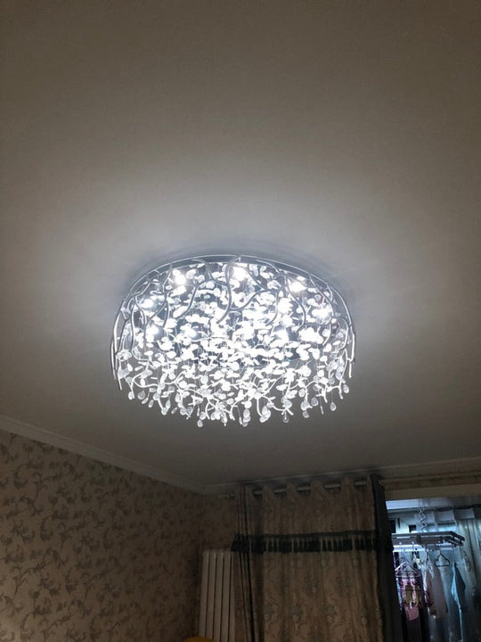 Led Ceiling Lights Crystal Art Leaves Modern Lamp Nordic Home Decoration Bedroom Living Room