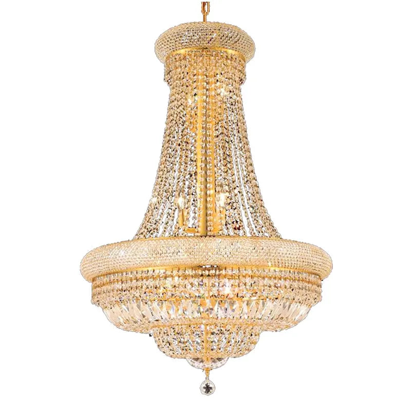 Empire Gold Crystal Chandelier - Elegance For Foyer Kitchen Island And Staircase Chandelier