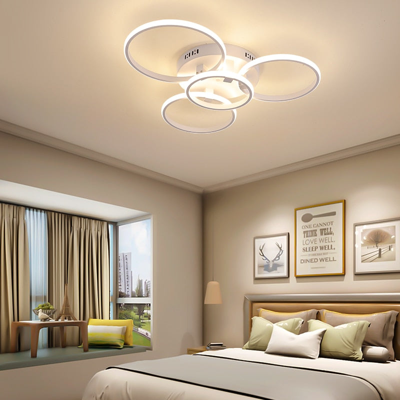 Hot Led Chandelier Lights Dimmable+App Rings Designer For Living Room Bedroom Ceiling Modern