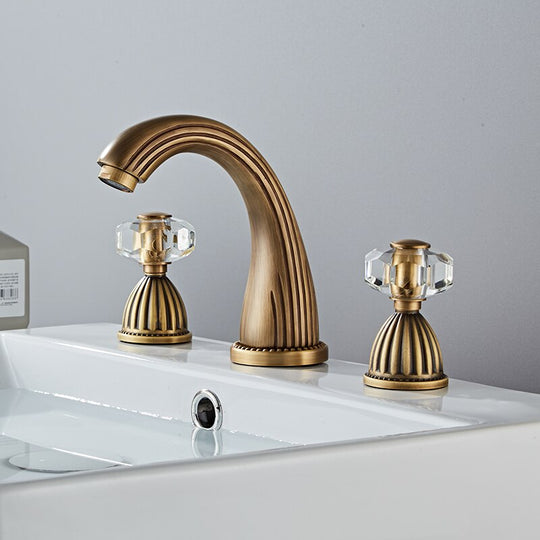 Basin Faucet Antique Bronze Bathroom Sink 3 Hole Widespread Gold/Black/Chrome Mixer Hot And Cold