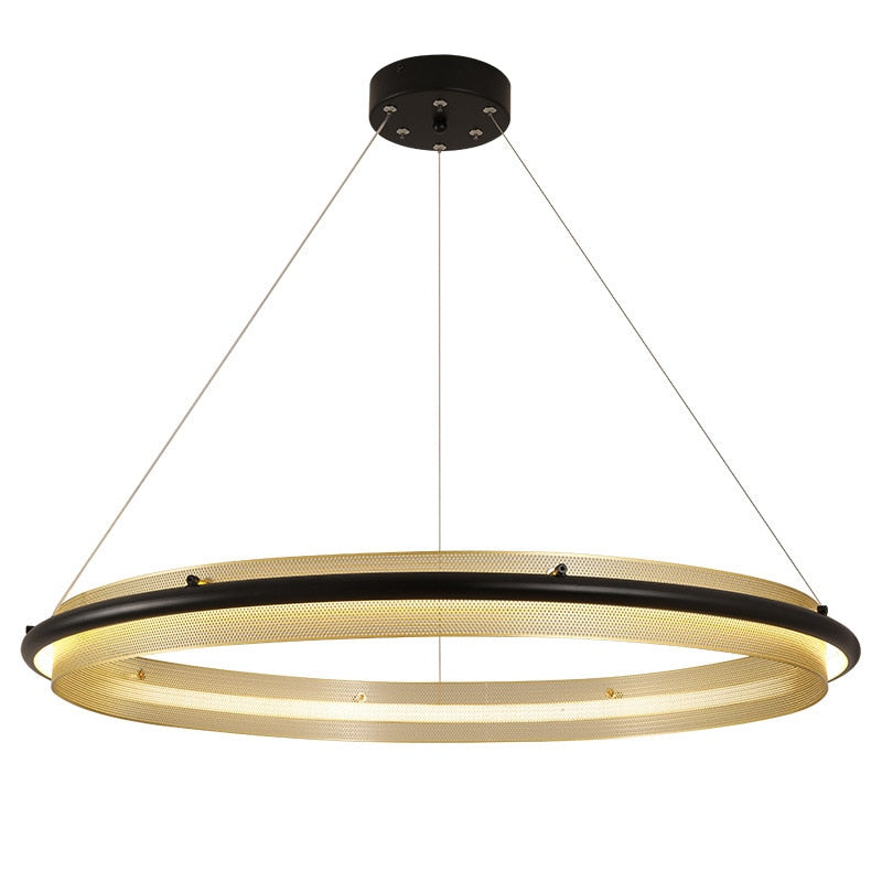 Modern Led Simple Light Luxury Ring Dining Room Chandelier Living Lamp Nordic Art Round Pendant