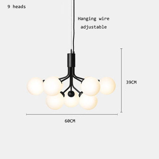 Nordic Led Glass Creative Magic Bean Molecule Chandelier: Modern Lighting For Living Room