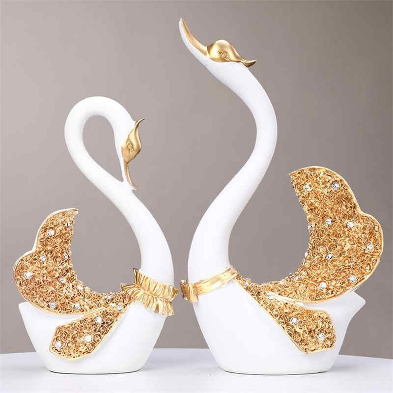 Creative Swan Figurines - Resin Crafts For Bedroom And Living Room Decor Home Essentials
