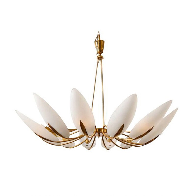 Nordic Style Leaf Lamp Bedroom Warm And Romantic Light Luxury Lotus Glass Shade Pendant Light