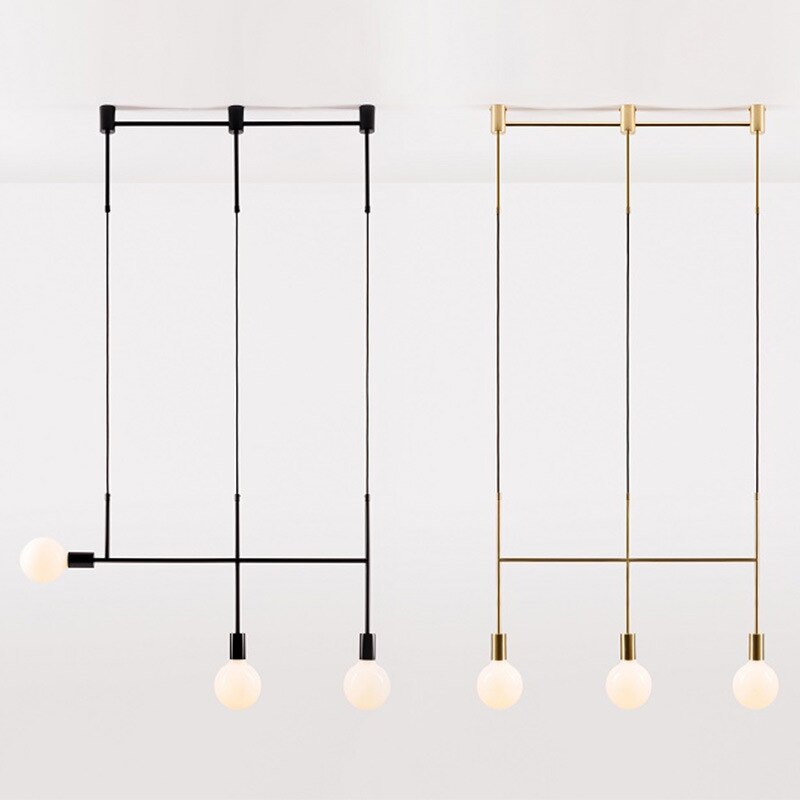 Modern Chandelier Lights Gold Black Long Bar Led Designer Nordic Loft Lustre Industriel Avize Light