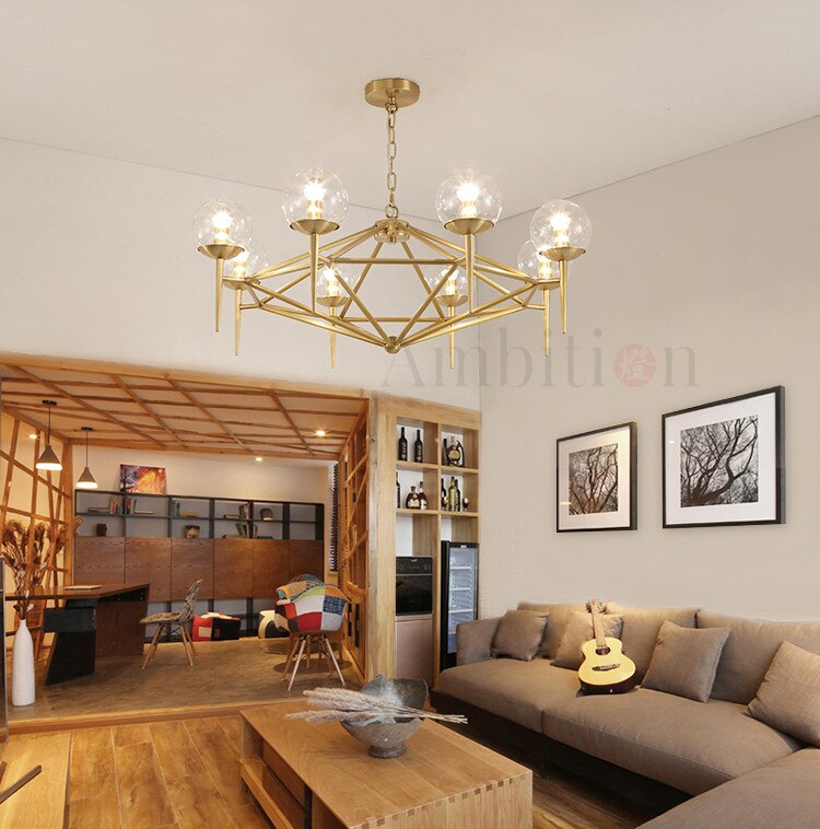 Nordic Radiance: Gold - Tinged Modo Glass Led Chandeliers For Stylish Spaces Pendant Light