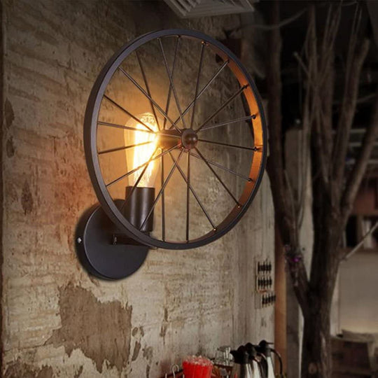 Retro Loft Vintage Wall Light Sconce Metal Wheel Industrial Lamp Lighting Fixture Cafe Bar