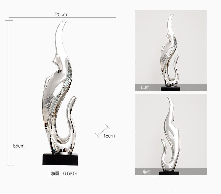 Gold & Silver Resin Abstract Sculptures: Luxurious Electroplated Ornaments For Home And Hotel Decor