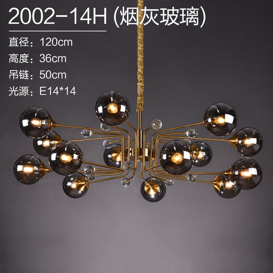 Luxury Modern Magic Bean Molecule Chandelier Amber/Smoke Gray Glass Led Indoor Lighting Restaurant