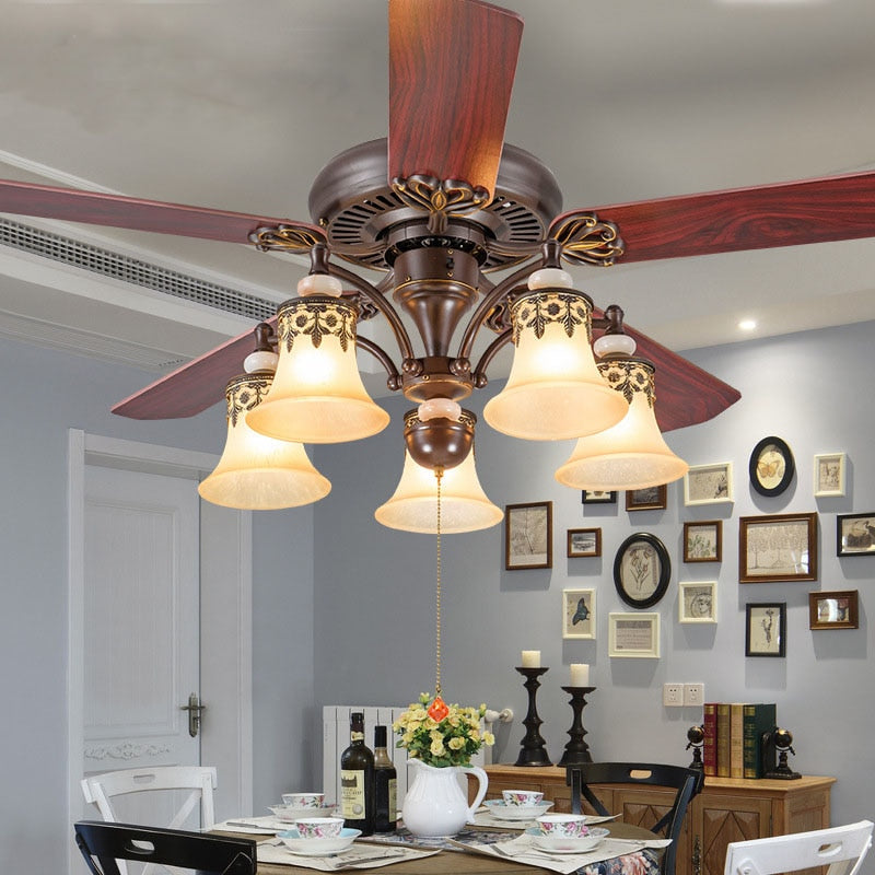 American Ceiling Fan Lamp - European Retro Style Ideal For Dining Room Living And Bedroom Fans