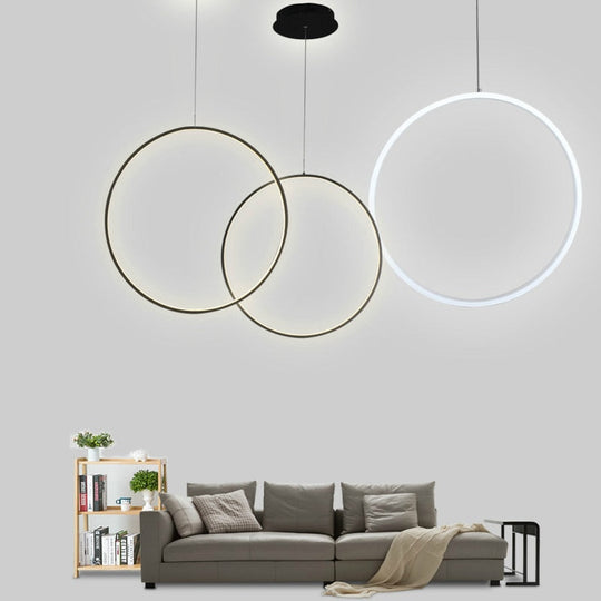 Modern Led Chandelier Lights Round Ring Circle Pendant Lamp Home For Living Room Lighting Indoor