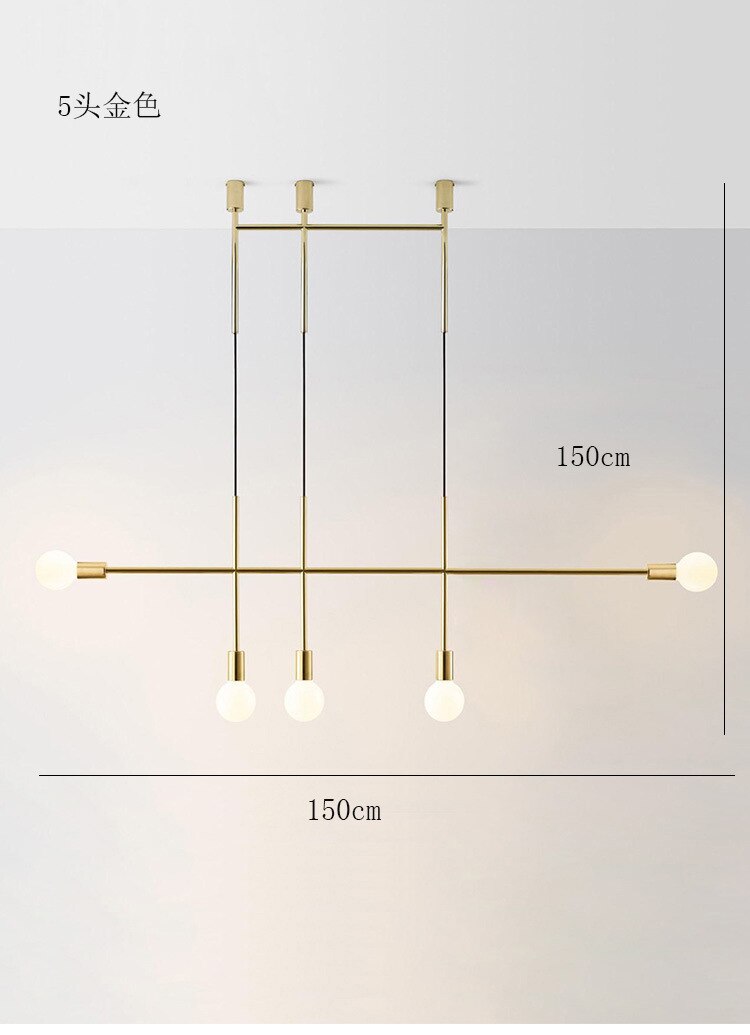 Modern Chandelier Lights Gold Black Long Bar Led Designer Nordic Loft Lustre Industriel Avize Light