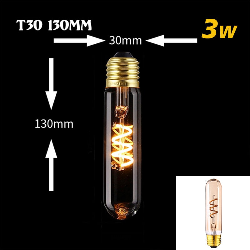 Retro Dimmable Led Edison Bulb E27 3W Gold Spiral Filament St64 G125 Ampoule Lamp Incandescent