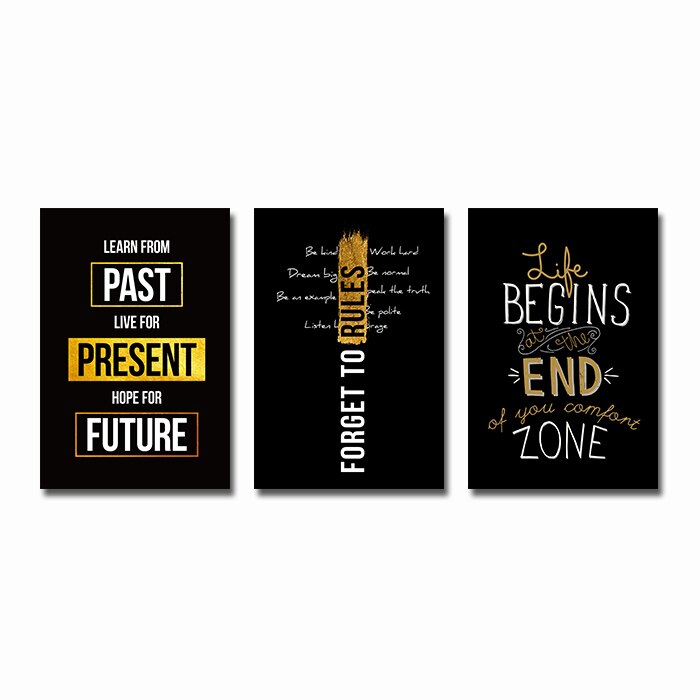 Motivated Quotes Canvas Poster Golden Black Wall Art Painting Nordic Posters And Prints Pictures