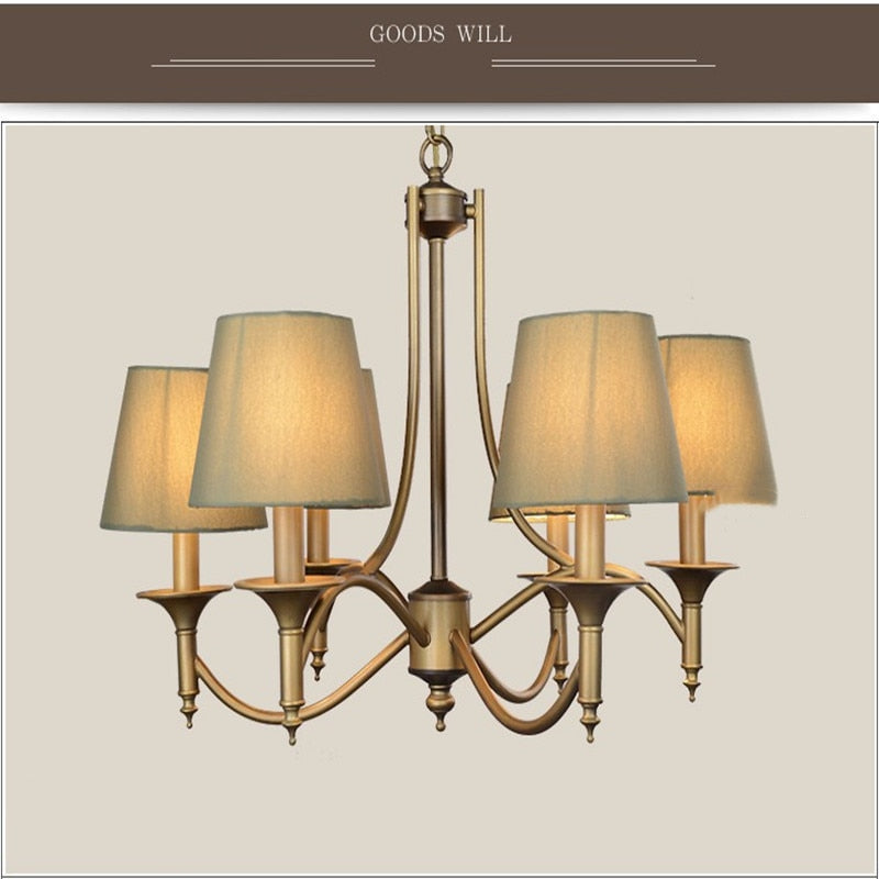 Metal Bronze Chandelier 6/8 Heads For Living Room Pendant Lighting