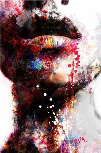 Abstract Woman Portrait Graffiti Canvas - Modern Art For Living Room Decor 40X60Cm Unframed / Jk757