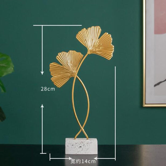 Nordic Golden Ginkgo Leaf Sculpture: Modern Iron Artwork For Home Decor And Special Occasions H - L