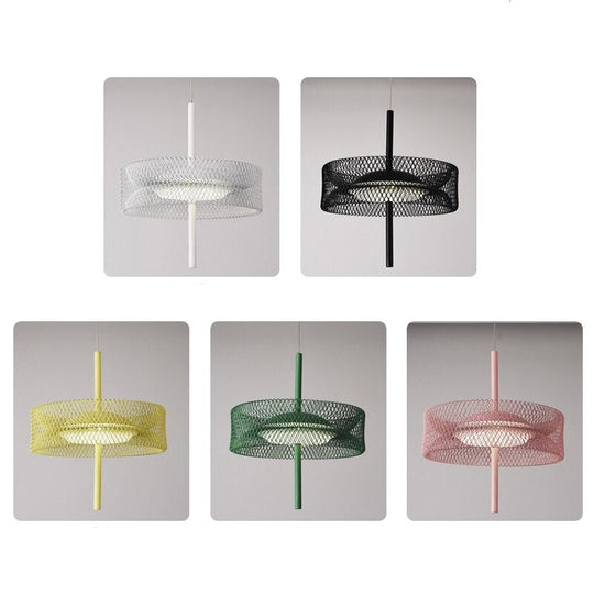 Nordic Net Pendant Light Colorful Design Deco Iron Net Pink Lamp For Living Dining Room Restaurant