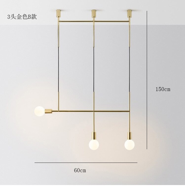 Modern Chandelier Lights Gold Black Long Bar Led Designer Nordic Loft Lustre Industriel Avize Light