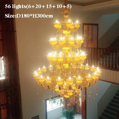 European Style Duplex Building Large Chandelier Villa Hollow Living Room Luxury Hotel Lobby