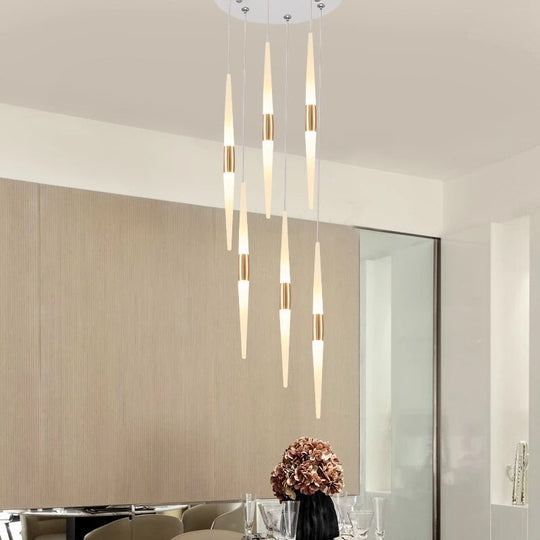 Rose Gold Led Chandelier Hanging Lamp For Stair Loft Staircase Indoor Home Living Room Bedroom