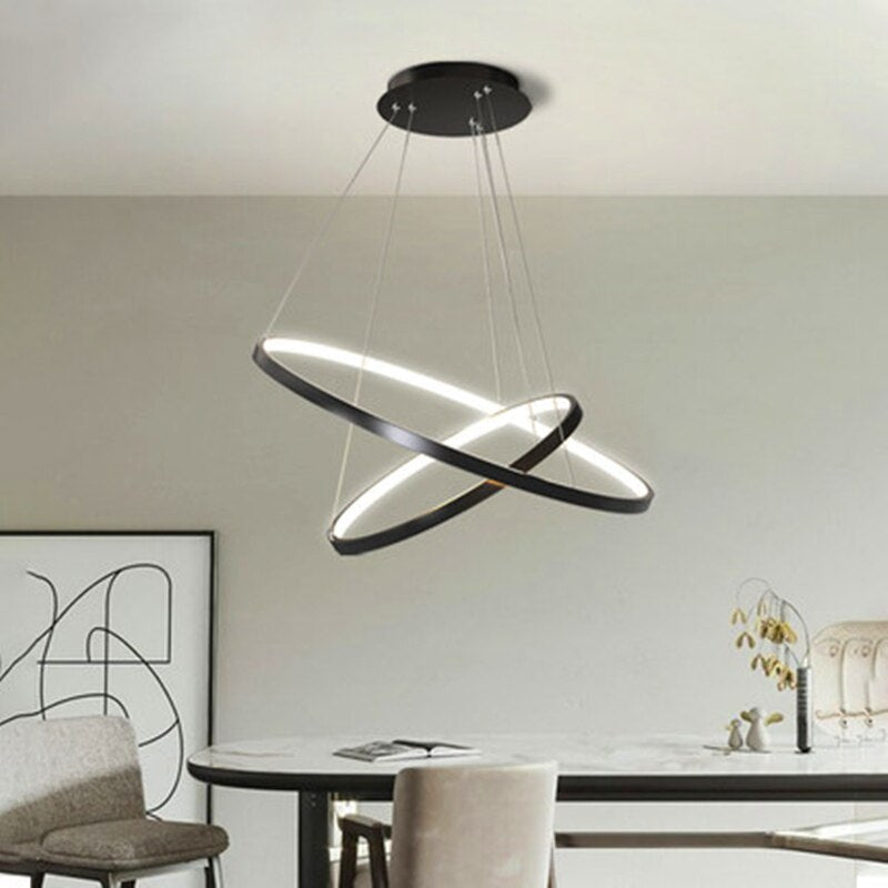 Modern 5 Ring Led Ceiling Chandelier For Living Room Dining Table Staircase Pendant Light