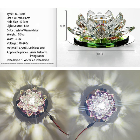 Crystal Led Ceiling Light 3W Ac90 - 260V Modern Lamp Aisle Corridor Hall Lighting Pumpkin Lotus