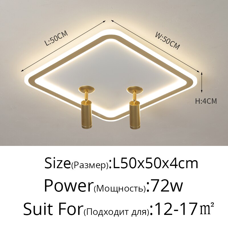 Modern Square Led Chandelier With Spotlights For Bedroom Living Room Ceiling Indoor Lighting Home