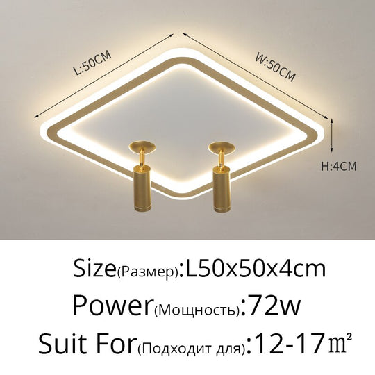 Modern Square Led Chandelier With Spotlights For Bedroom Living Room Ceiling Indoor Lighting Home