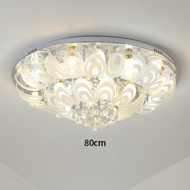 American Restaurant Stainless Steel Led Ceiling Light Modern Home Deco Lamp Crystal Glass Living