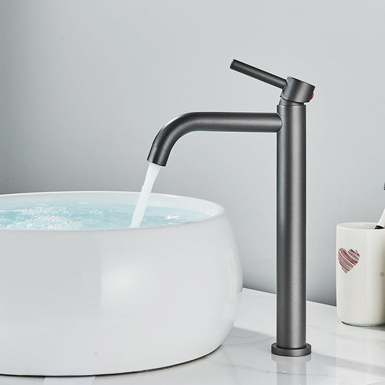 Black Chrome Tall Basin Sink Faucet Slim Bathroom Washbasin Water Mixer Tap Hot Cold Crane Faucets