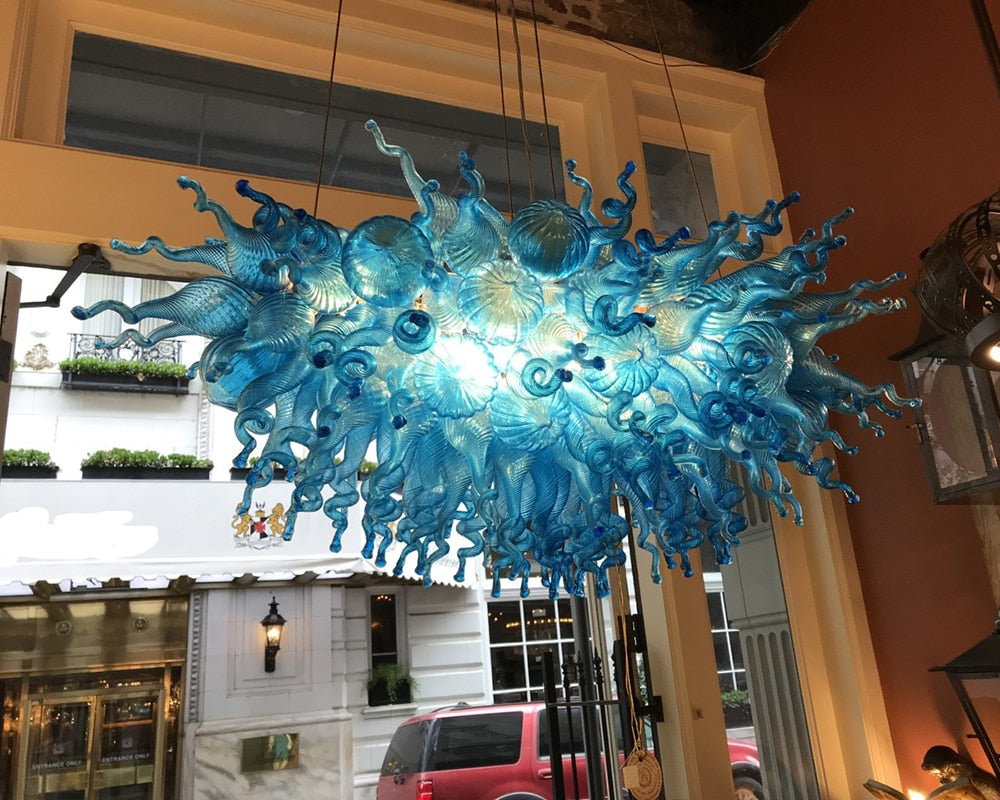 Aqua Light Fixture Designer Lamp Led Lights 100% Hand Blown Glass Chandelier Lighting Kitchen