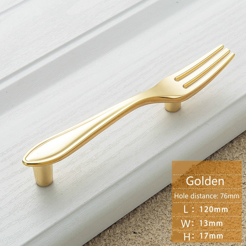 Creative Cutlery Furniture Cabinet Handle Knife And Fork Spoon Black Cupboard Kitchen Knobs Drawer