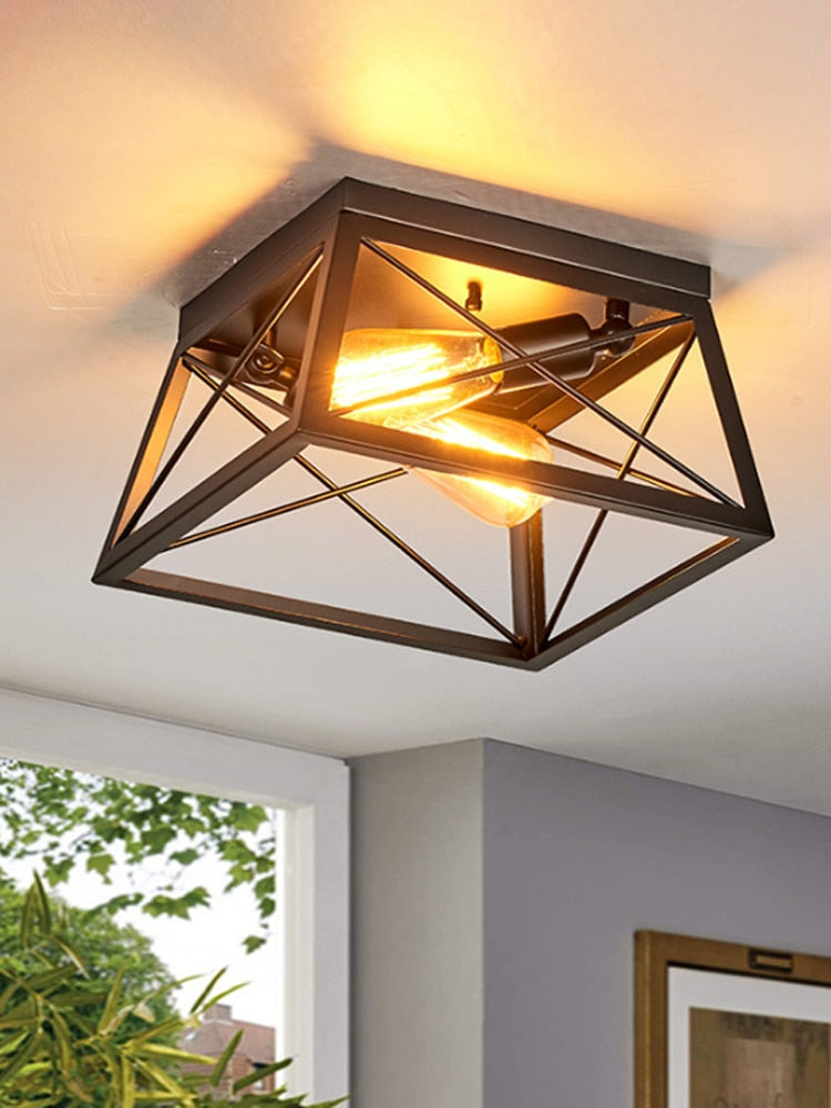 American Retro Industrial Ceiling Lamp Farmhouse Corridor Dining Room Kitchen Bedroom Balcony Light