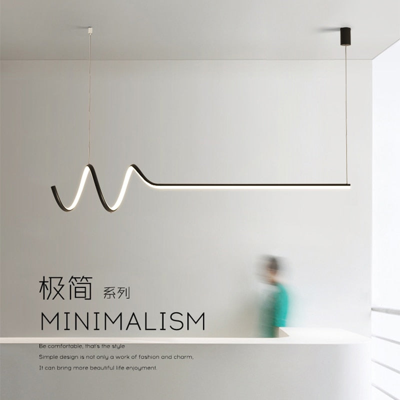 Dining Room Chandelier Modern Minimalist Strip Creative Lamps Led Office Study Dining Bar Pendant