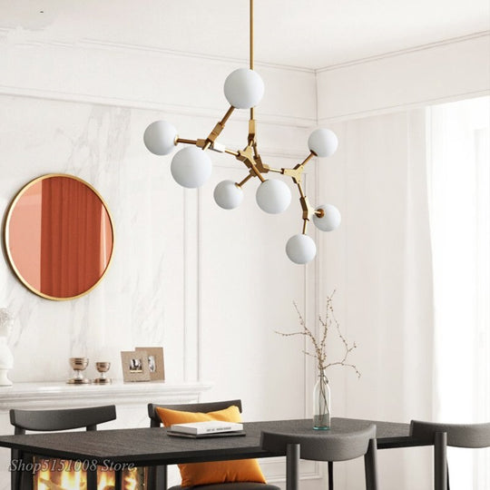 Nordic Living Room Chandelier Lighting Modern Art Dinning Room Bedroom Iron Tree Stick Hanging