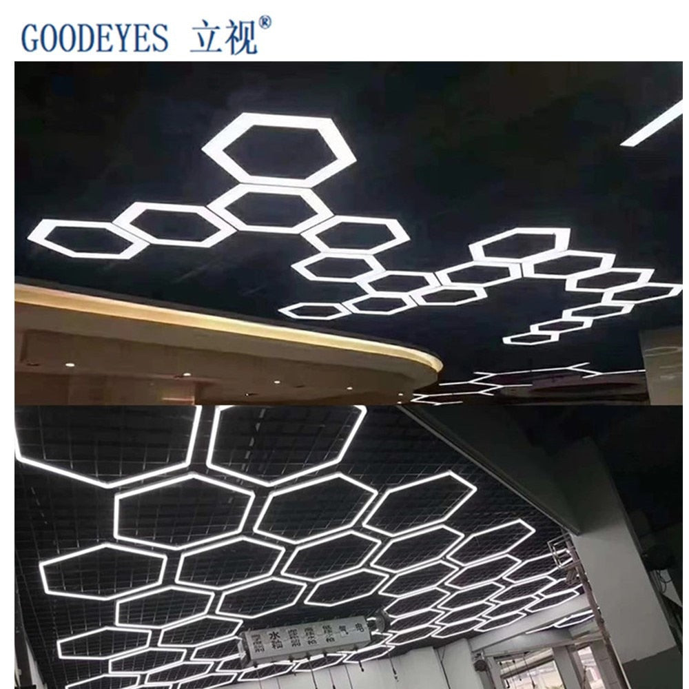 High Brightness Linkable 80Mm Wide Hexagon Light For Garage Car Beauty Detailing Repair Ceiling