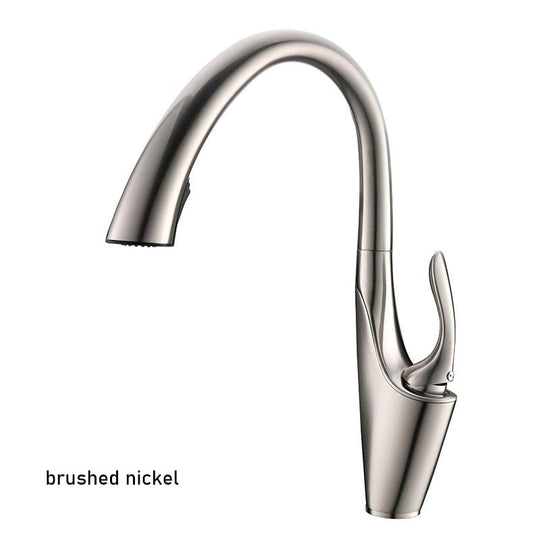 Pull Out Kitchen Sink Faucet Deck Mounted Stream Sprayer Nozzle Hot Cold Mixer Taps Brushed Nickel