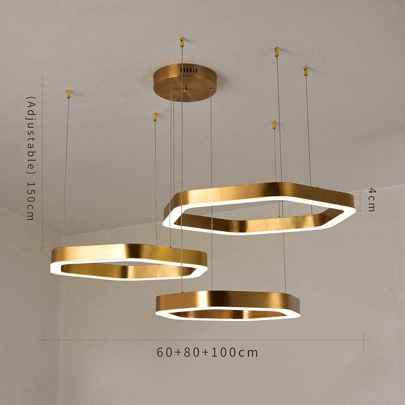 Modern Led Chandelier Gold Living Room Lamp Luxury Creative Stainless Shop Light Fixture