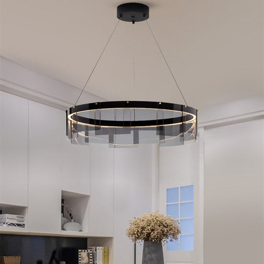 Led Chandelier Modern Glass Light Luxury Minimalist Design For Dining Room Hall Bedroom Rings