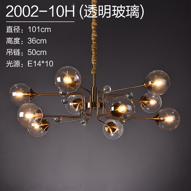 Luxury Modern Magic Bean Molecule Chandelier Amber/Smoke Gray Glass Led Indoor Lighting Restaurant