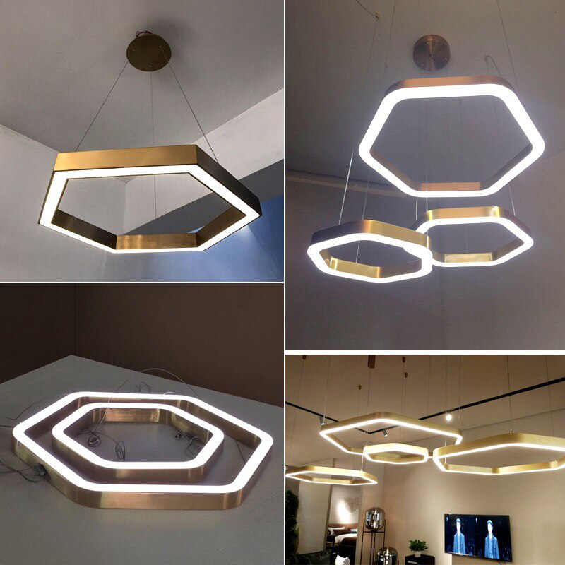 Modern Led Chandelier Gold Living Room Lamp Luxury Creative Stainless Shop Light Fixture