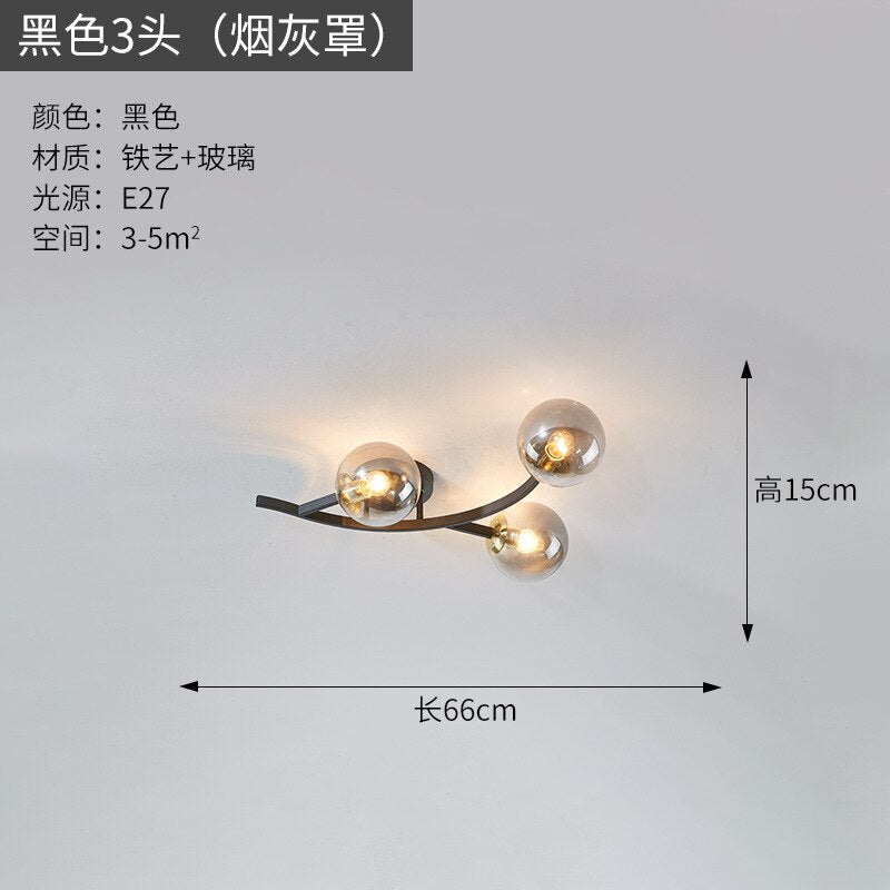 Modern Glass Ball Led Ceiling Lamps For Kitchen Pendant Lamp Bedroom Creative Tree Branch Light