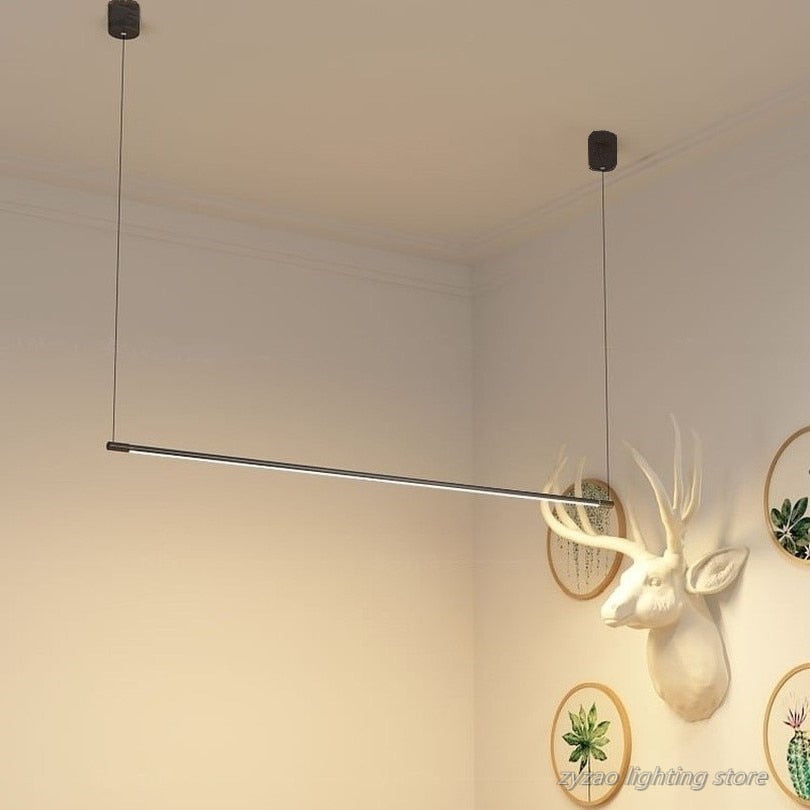 Ultra Slim Restaurant Dining Table Strip Pendant Lamp Led Office Modern Lights Designer Hanging