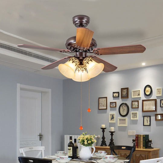 American Ceiling Fan Lamp - European Retro Style Ideal For Dining Room Living And Bedroom 3 /