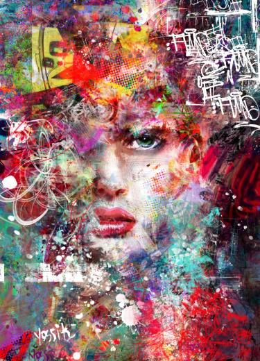 Abstract Woman Portrait Graffiti Canvas - Modern Art For Living Room Decor 40X60Cm Unframed / Jk757
