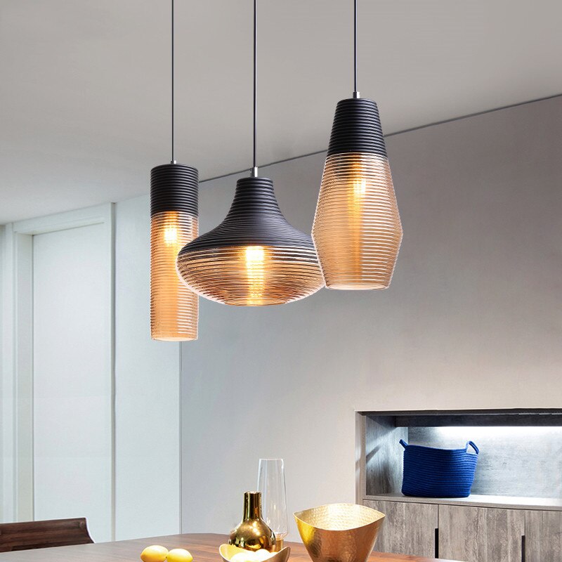 Modern And Simple Creative Coffee Shop Restaurant Bar Bedroom Bedside Glass Pendant Lamps E27