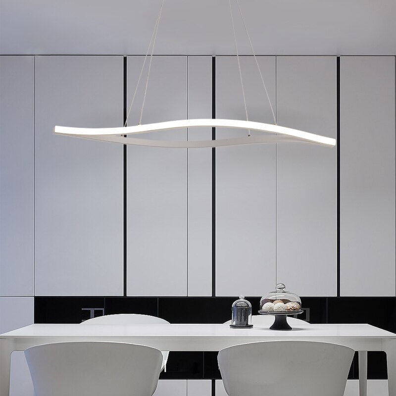 Modern Led Lamp Leaf Matte Black Suspension Chandelier Restaurant Kitchen Room Lighting Decoration