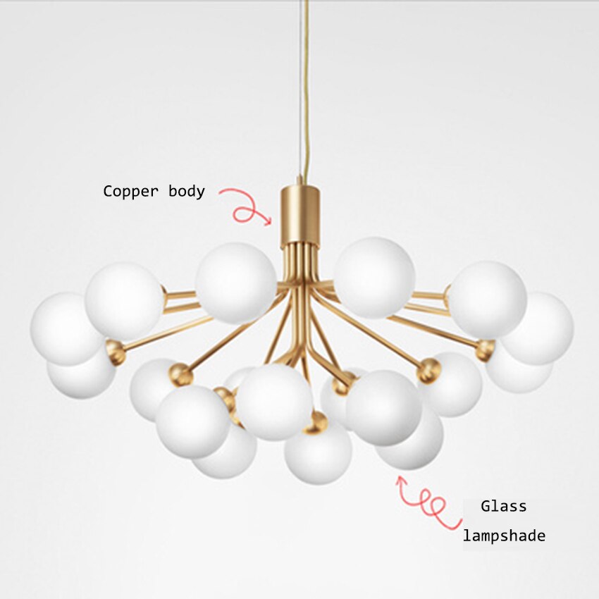 Nordic Led Glass Creative Magic Bean Molecule Chandelier: Modern Lighting For Living Room