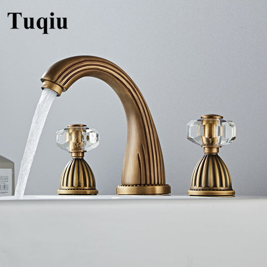 Basin Faucet Antique Bronze Bathroom Sink 3 Hole Widespread Gold/Black/Chrome Mixer Hot And Cold